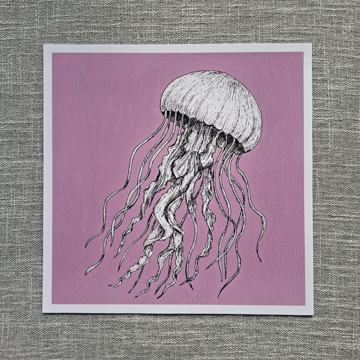 Jellyfish art print 8 x 8 inch unframed