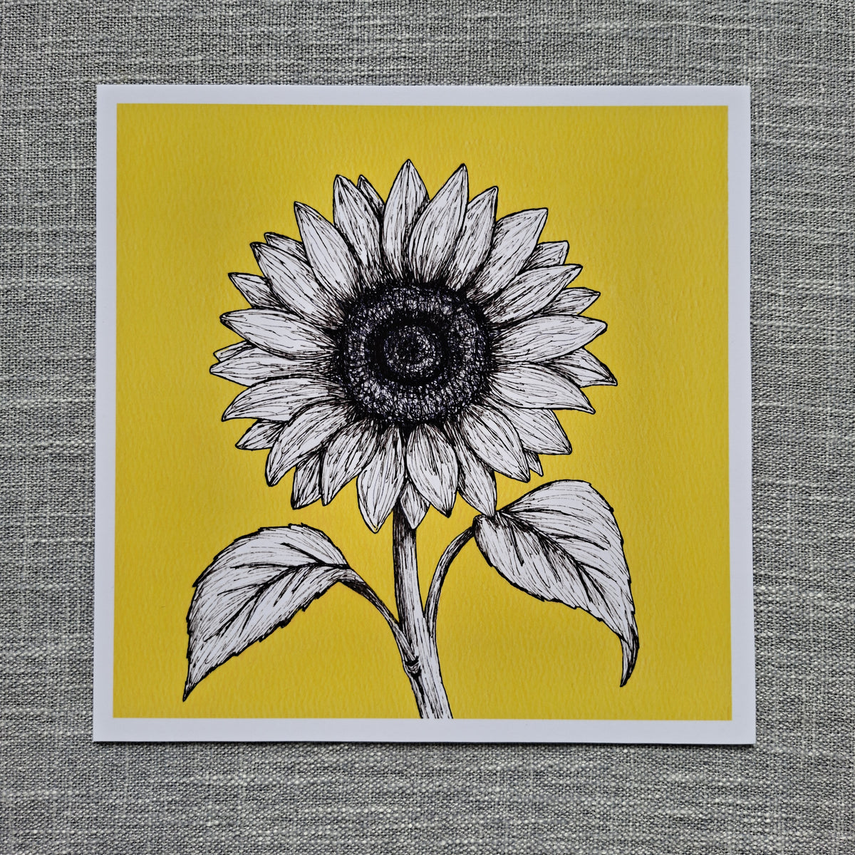 Sunflower art print 8 x 8 inch unframed