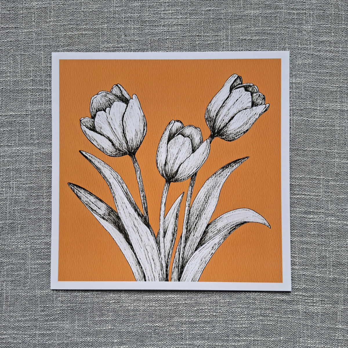 Tulip art print 8 x 8 inch unframed