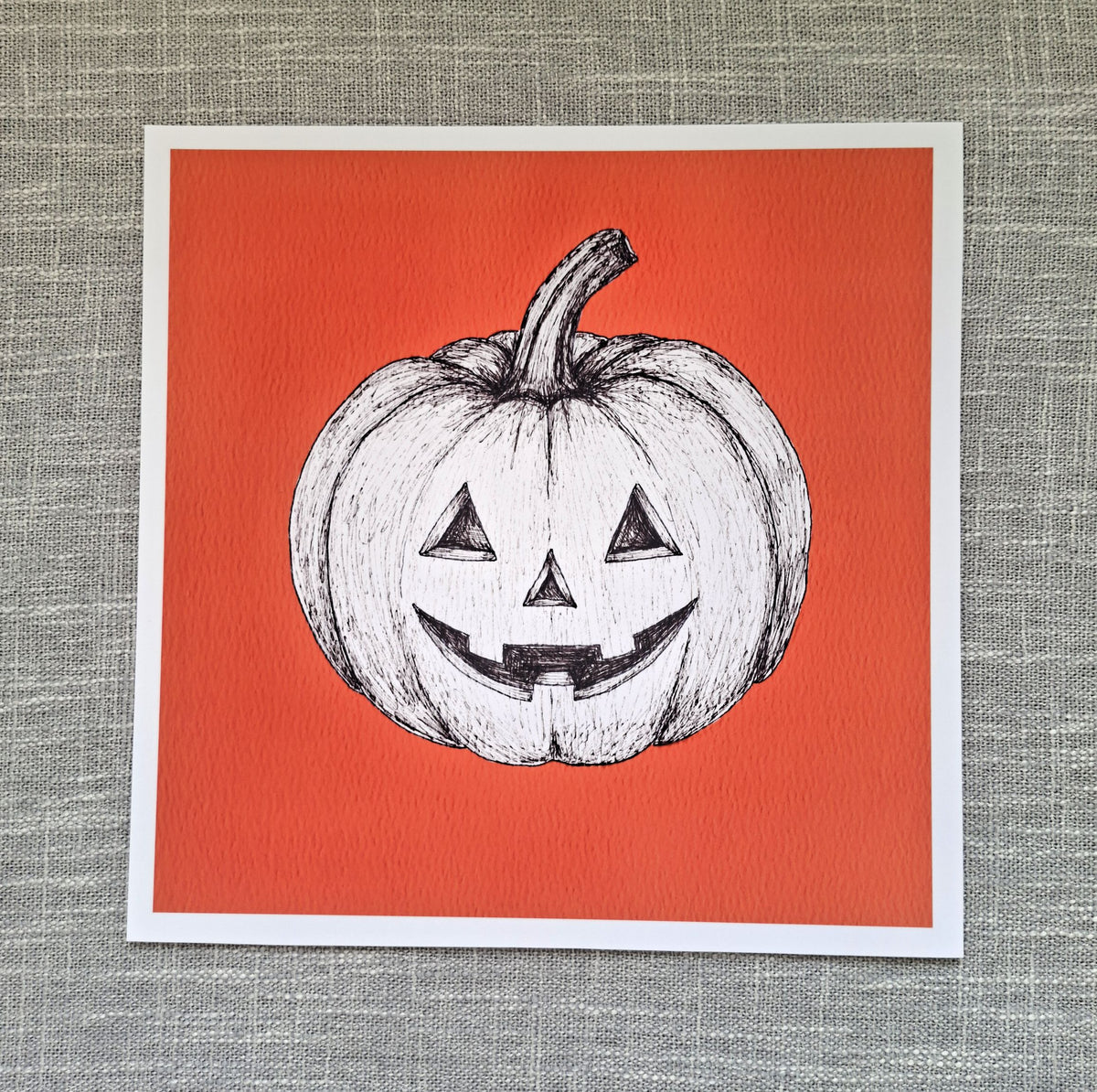 Halloween pumpkin art print 8 x 8 inch unframed