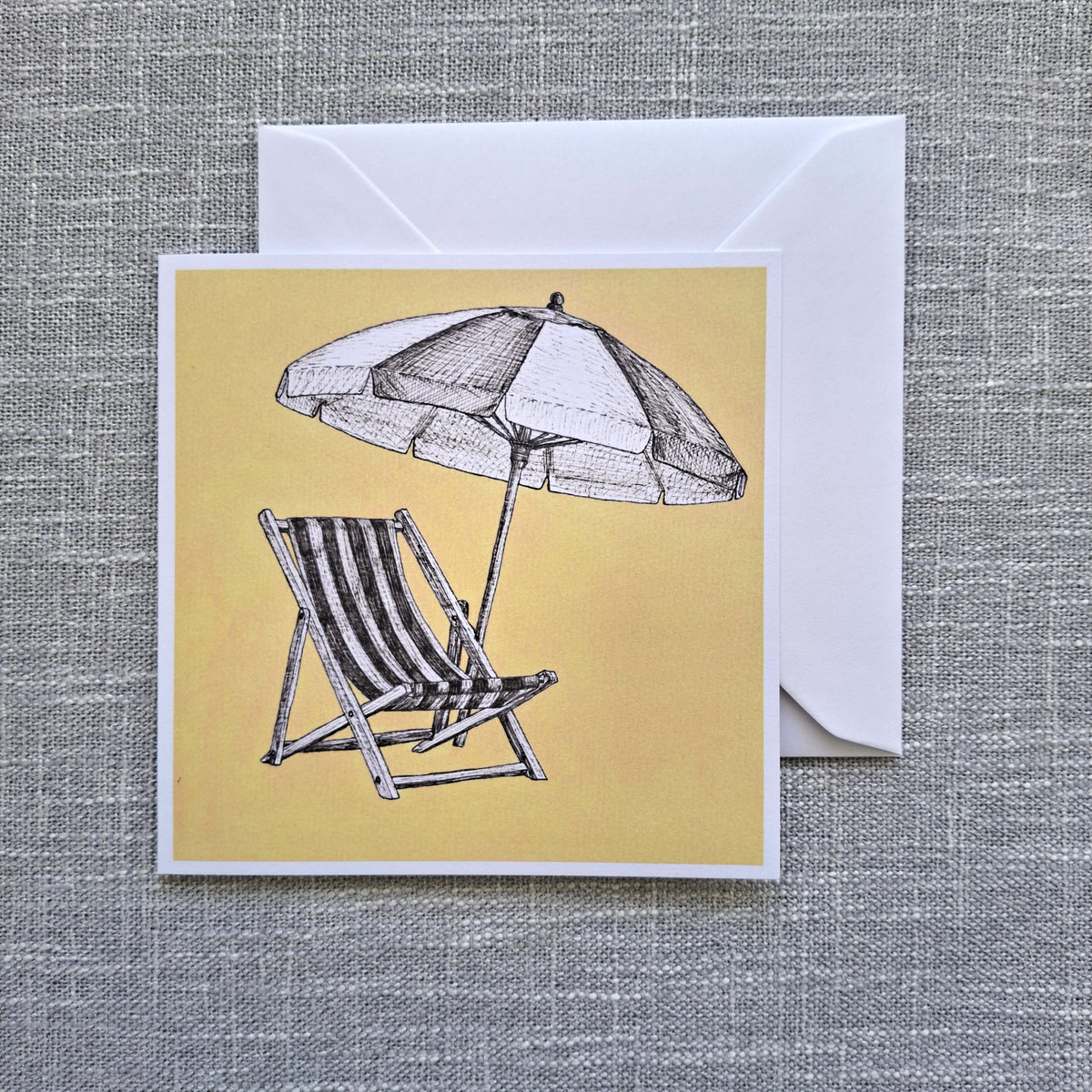 Beach chair blank greeting card 5 x 5 inch
