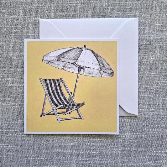 Beach chair blank greeting card 5 x 5 inch