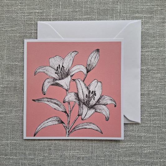 Lily blank greeting card 5 x 5 inch