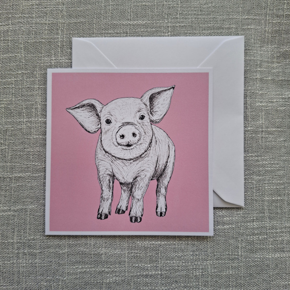 Pig blank greeting card 5 x 5 inch