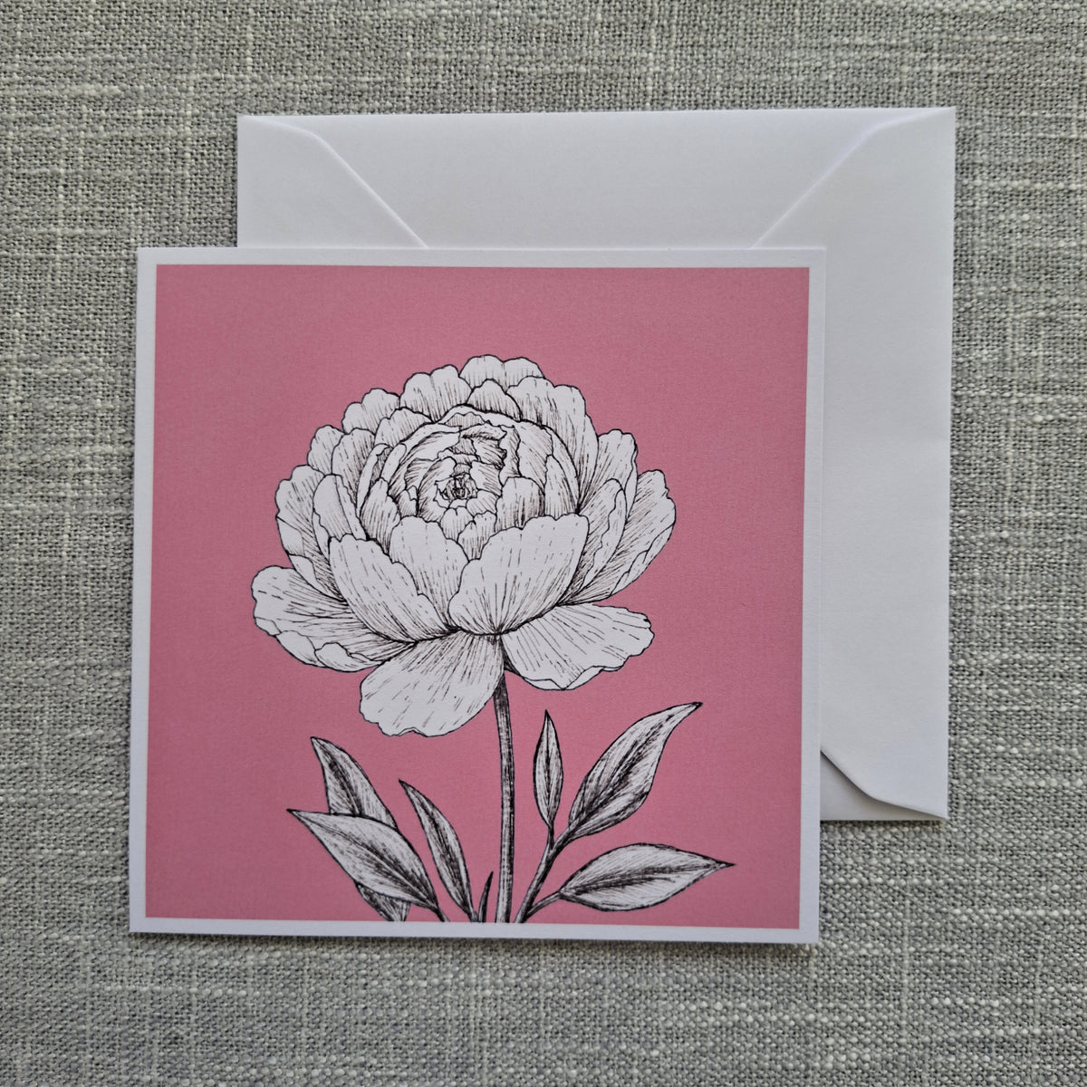 Peony blank greeting card 5 x 5 inch