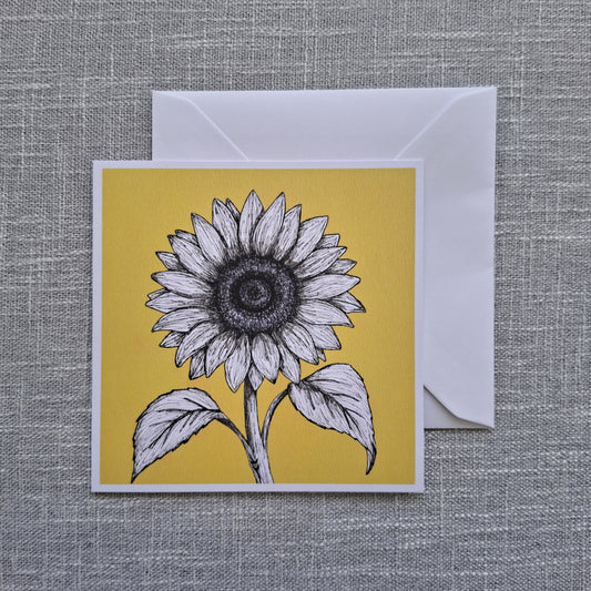Sunflower blank greeting card 5 x 5 inch