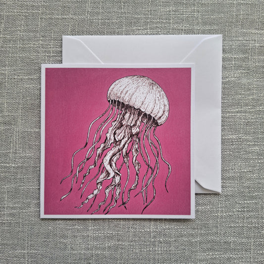 Jellyfish blank greeting card 5 x 5 inch