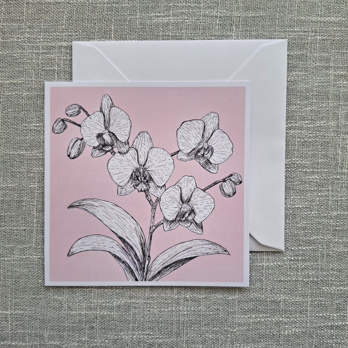 Orchid blank greeting card 5 x 5 inch