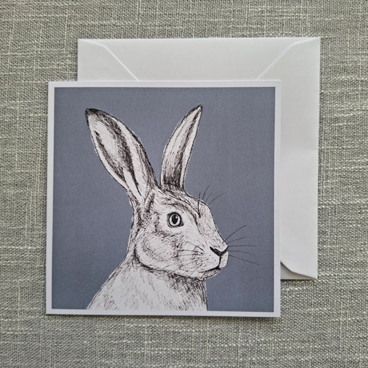 Hare blank greeting card 5 x 5 inch