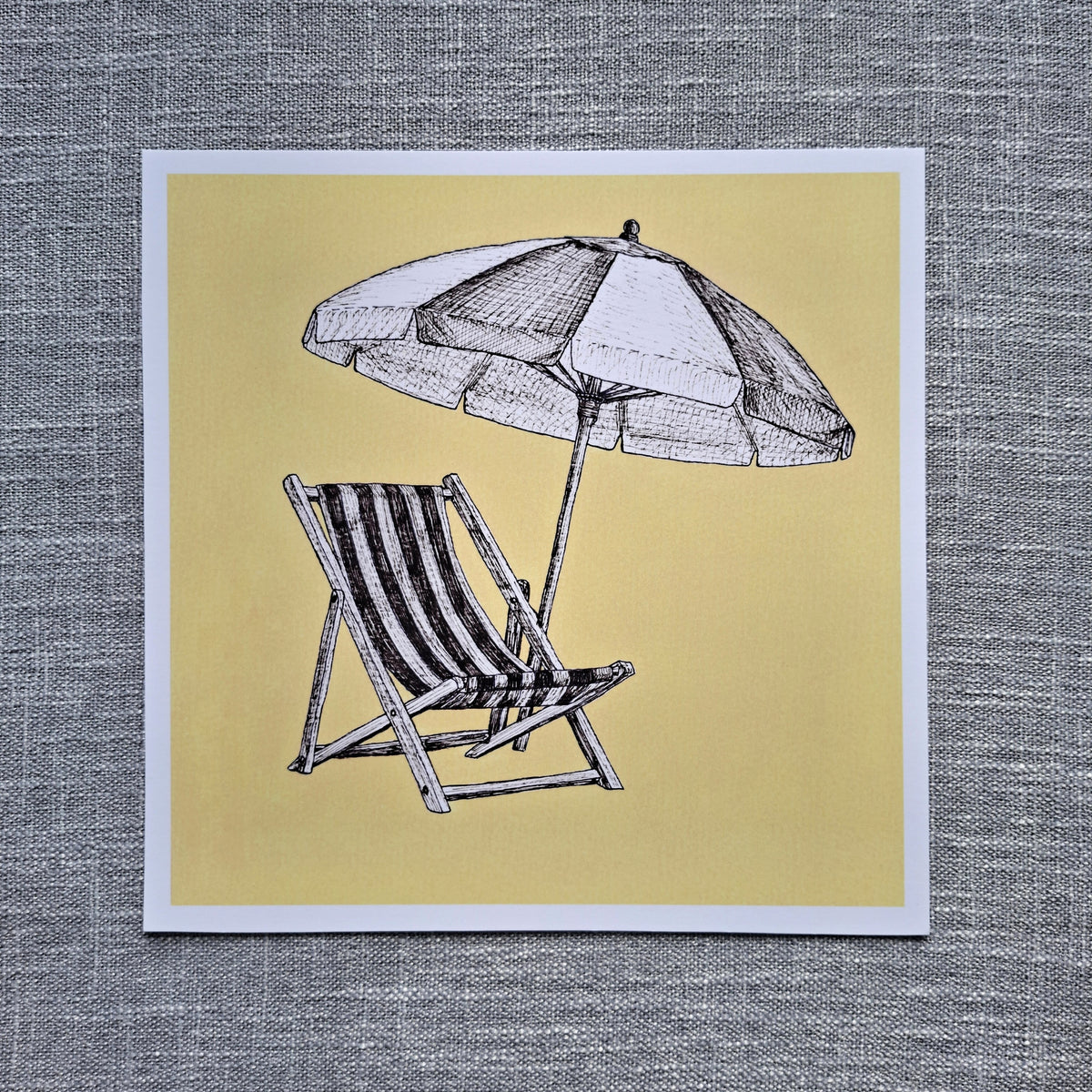 Beach chair art print 8 x 8 inch unframed