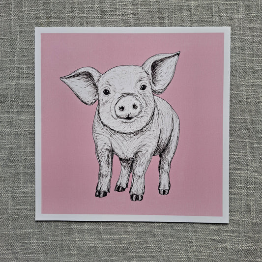 Pig art print 8 x 8 inch unframed