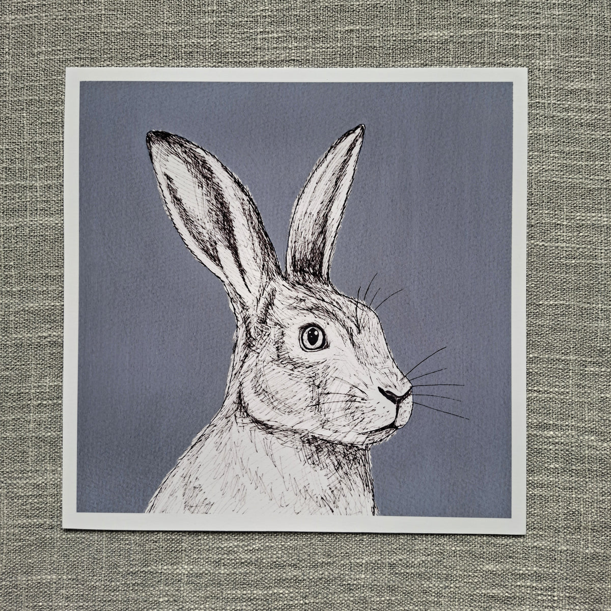 Hare art print 8 x 8 inch unframed