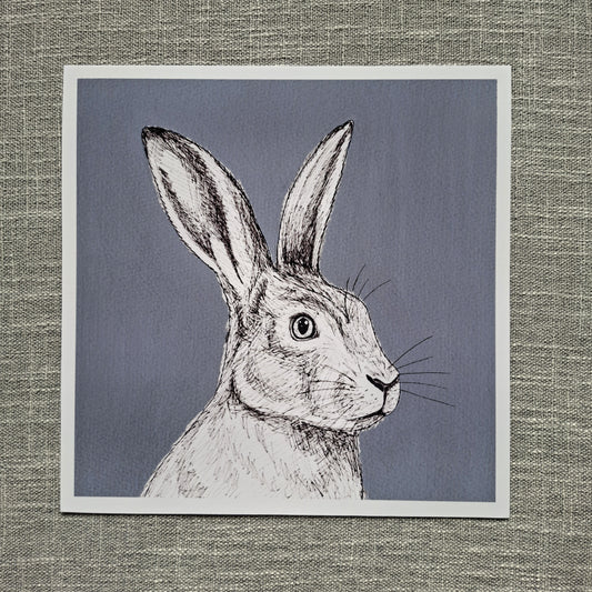 Hare art print 8 x 8 inch unframed
