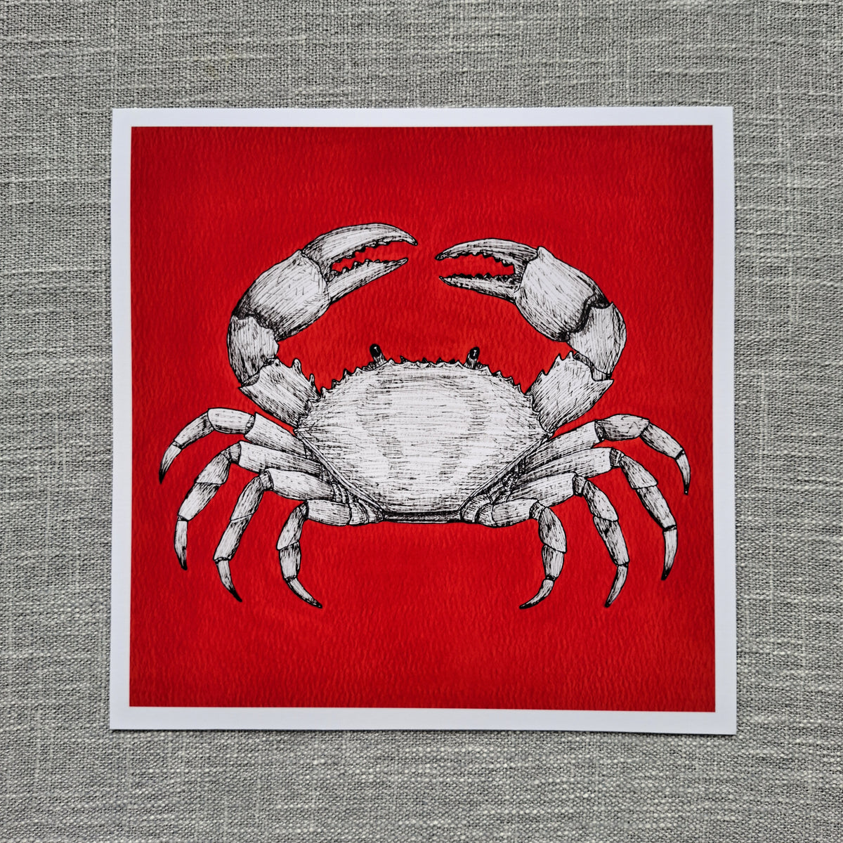 Crab art print 8 x 8 inch unframed