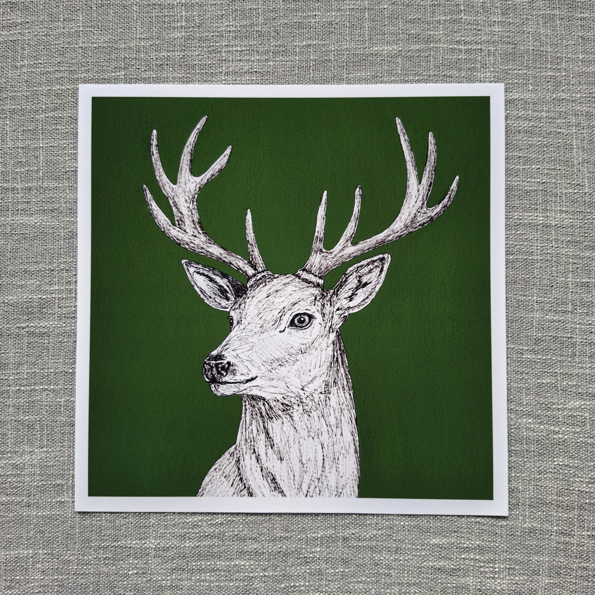 Deer art print 8 x 8 inch unframed