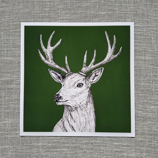 Deer art print 8 x 8 inch unframed
