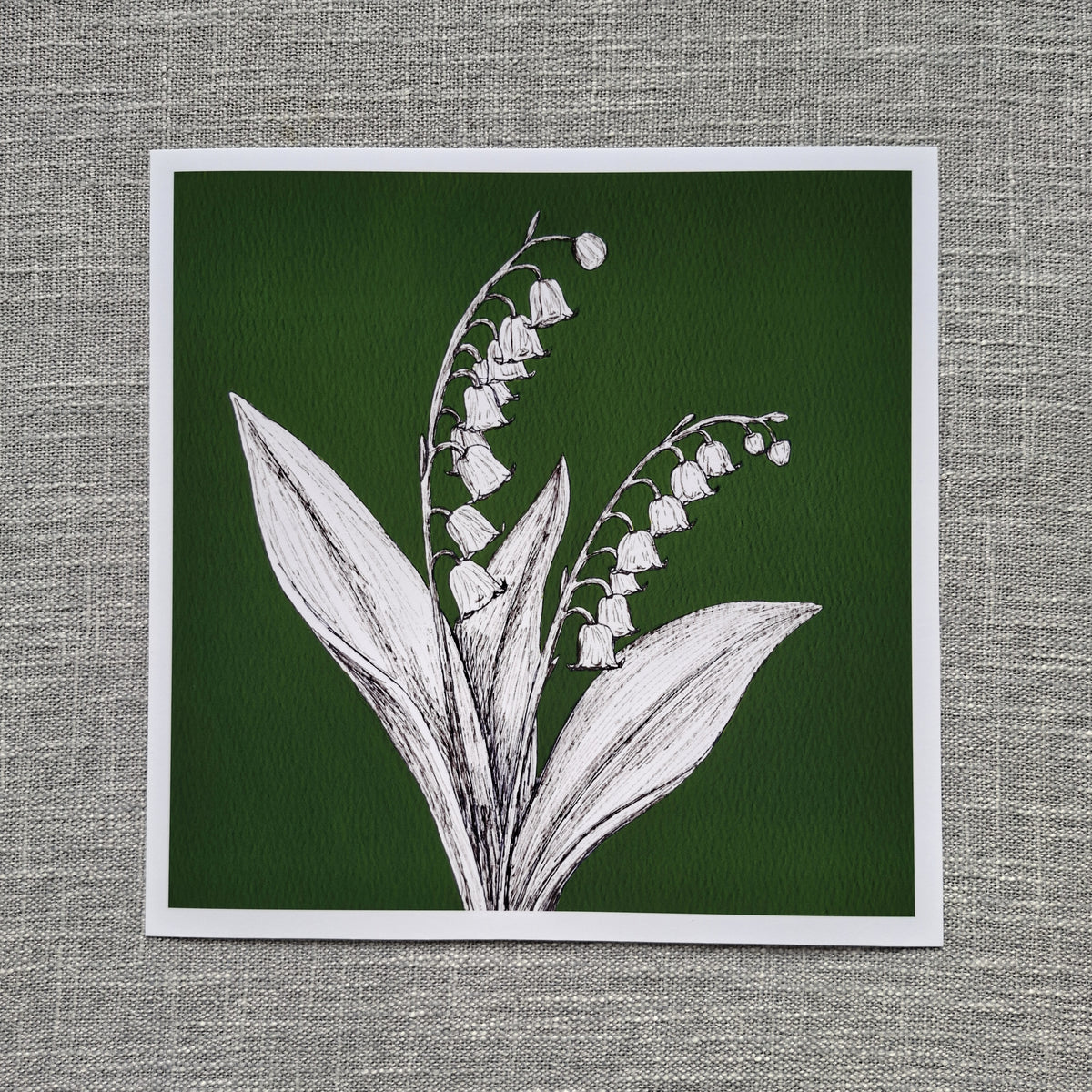 Lily of the Valley art print 8 x 8 inch unframed