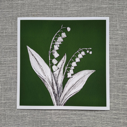 Lily of the Valley art print 8 x 8 inch unframed