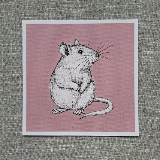 Rat art print 8 x 8 inch unframed