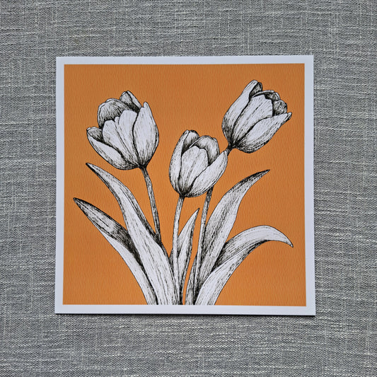 Tulip art print 8 x 8 inch unframed