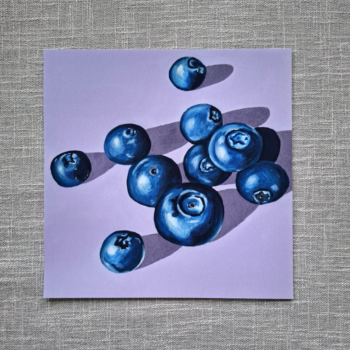 Blueberries art print 8 x 8 inch unframed