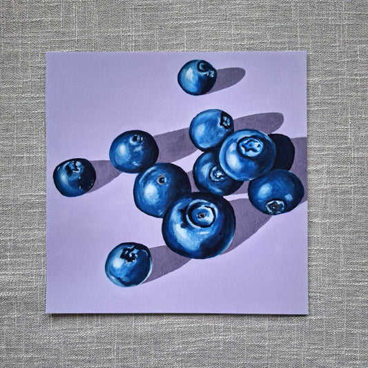 Blueberries art print 8 x 8 inch unframed