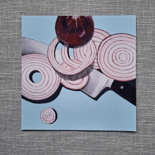 Chopped onions art print 8 x 8 inch unframed