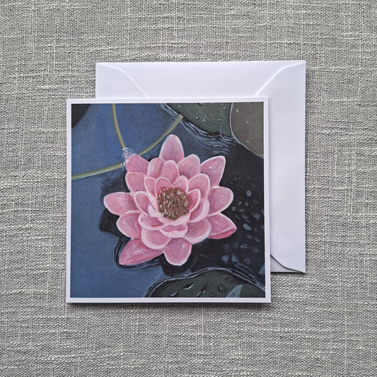 Water lily blank greeting card 5 x 5 inch