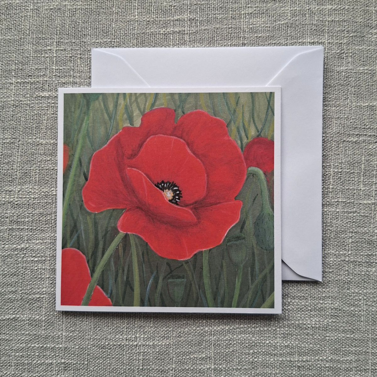 Poppy blank greeting card 5 x 5 inch