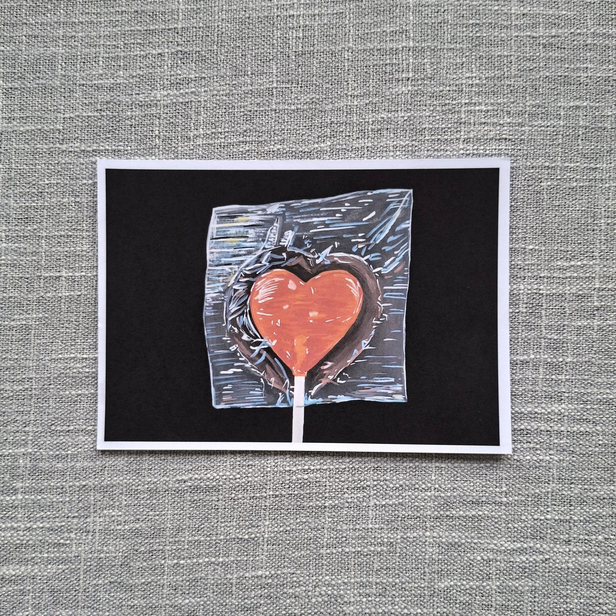 Heart lollipop postcard 6 x 4 inch