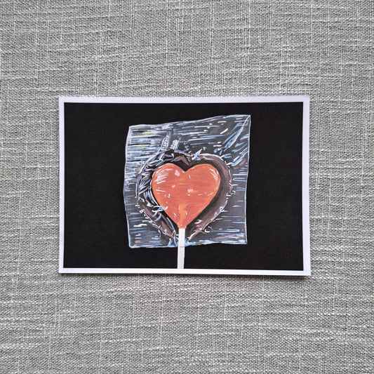 Heart lollipop postcard 6 x 4 inch