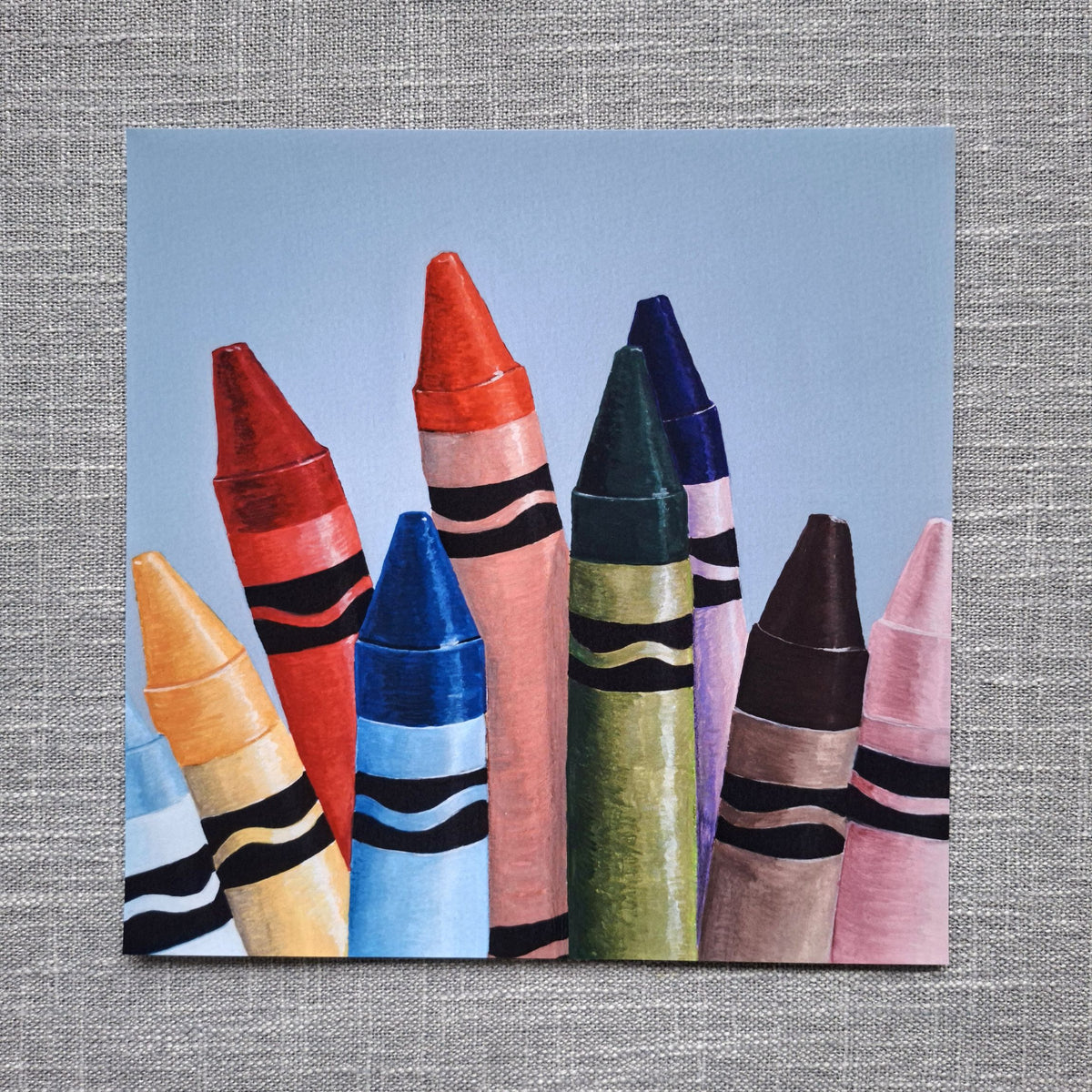Crayons art print 8 x 8 inch unframed