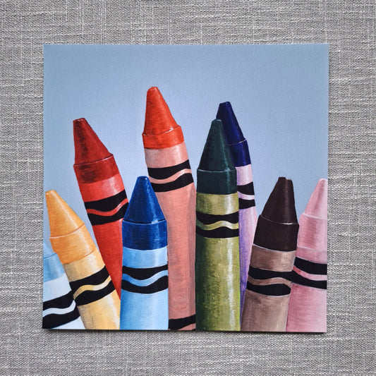Crayons art print 8 x 8 inch unframed