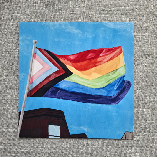 Pride rainbow flag art print 8 x 8 inch unframed