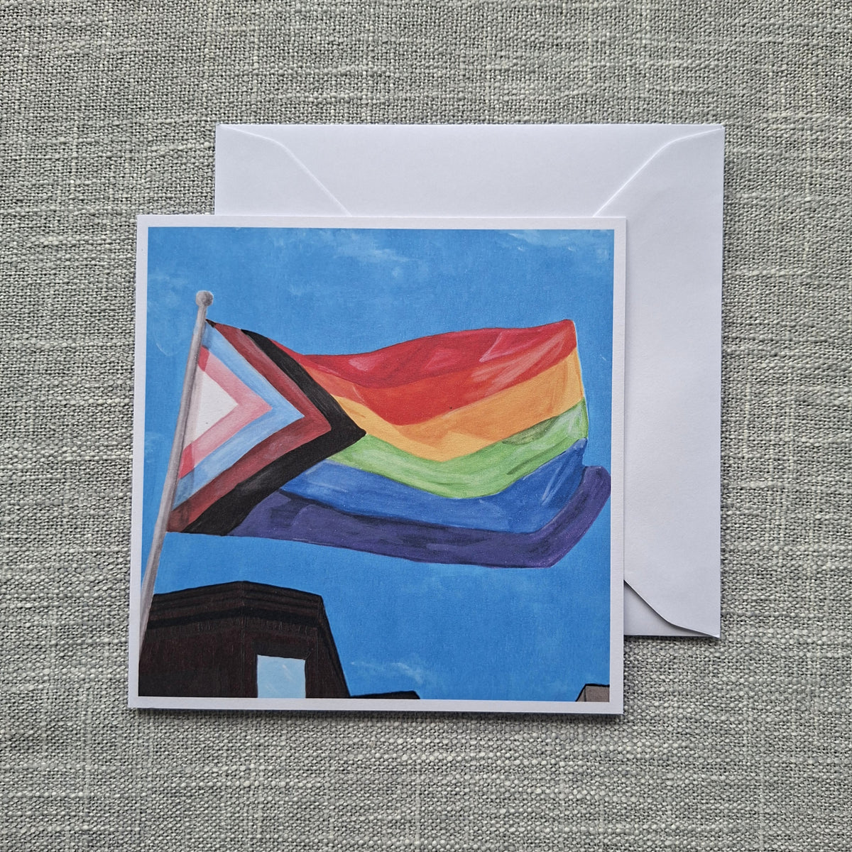 Pride rainbow flag blank greeting card 5 x 5 inch