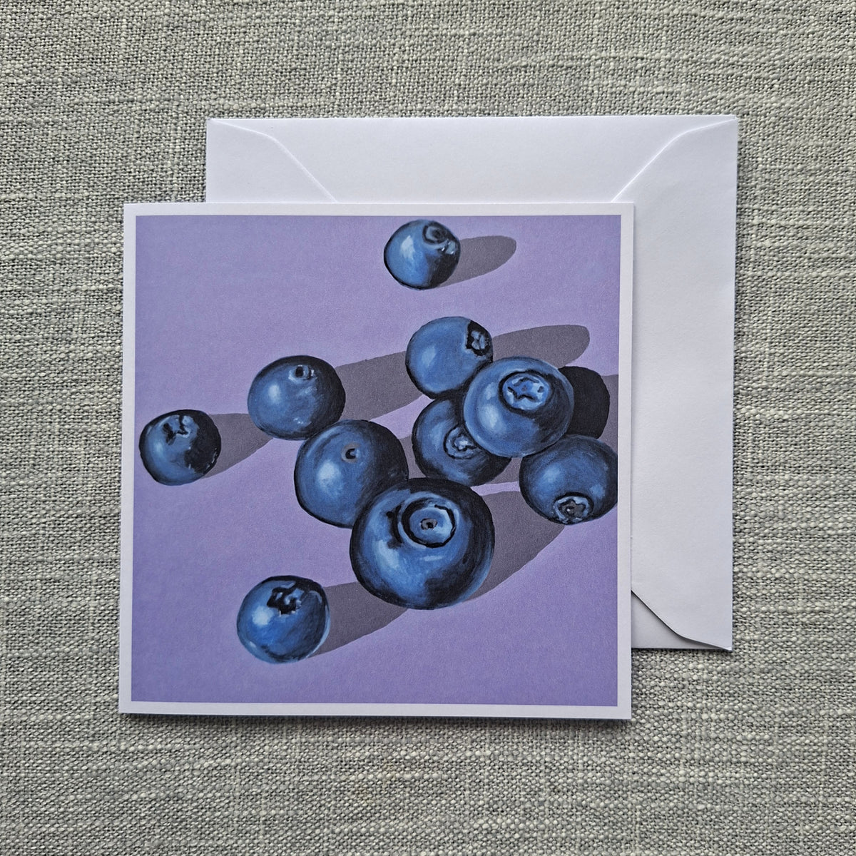 Blueberries blank greeting card 5 x 5 inch