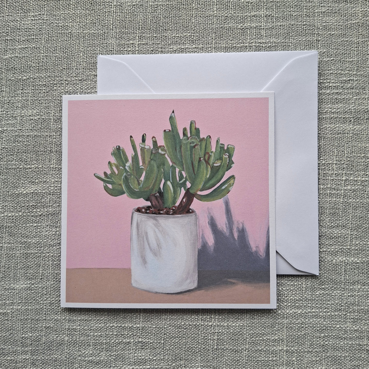 Potted plant blank greeting card 5 x 5 inch