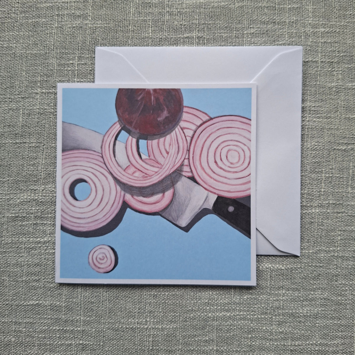 Chopped onions blank greeting card 5 x 5 inch