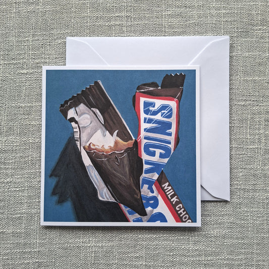 Snickers chocolate bar blank greeting card 5 x 5 inch