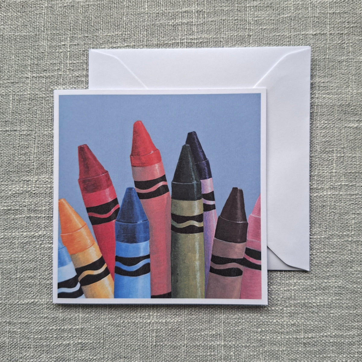 Crayons blank greeting card 5 x 5 inch
