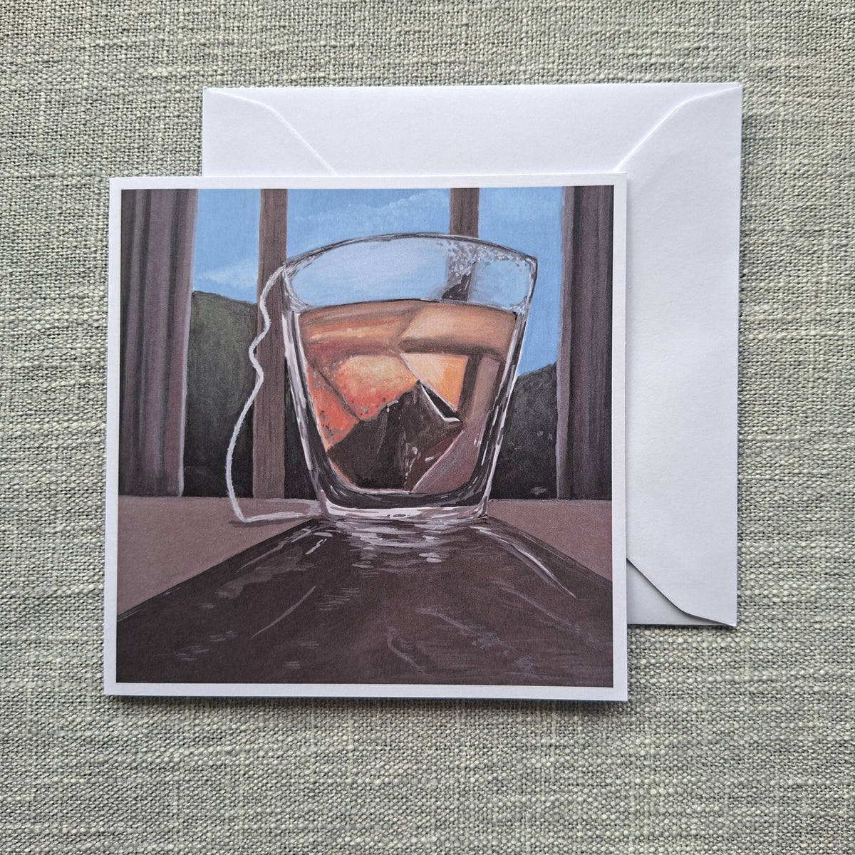 Cup of tea blank greeting card 5 x 5 inch