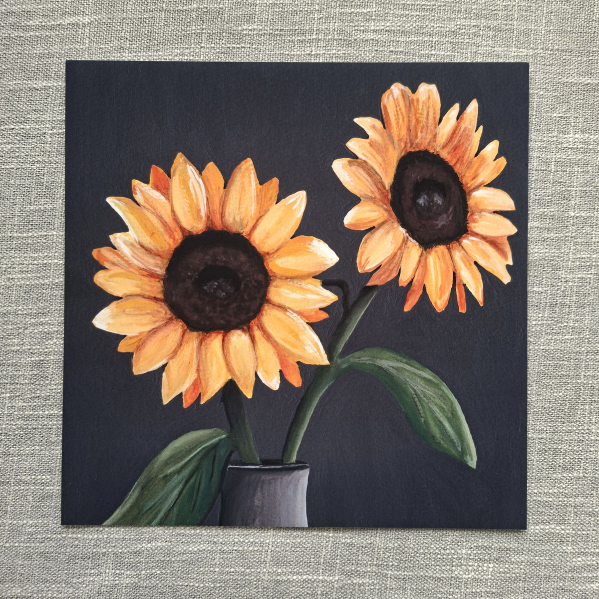 Sunflower art print 8 x 8 inch unframed