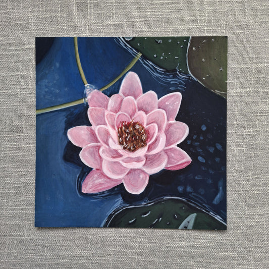 Water lily art print 8 x 8 inch unframed