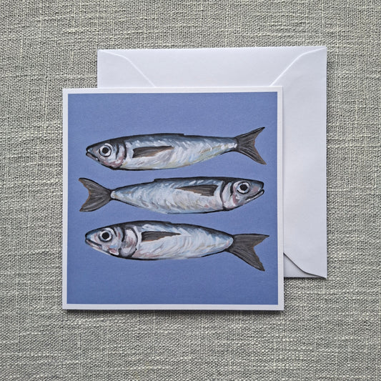 Three fish blank greeting card 5 x 5 inch