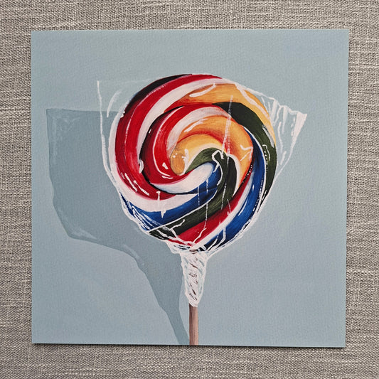 Rainbow lollipop art print 8 x 8 inch unframed