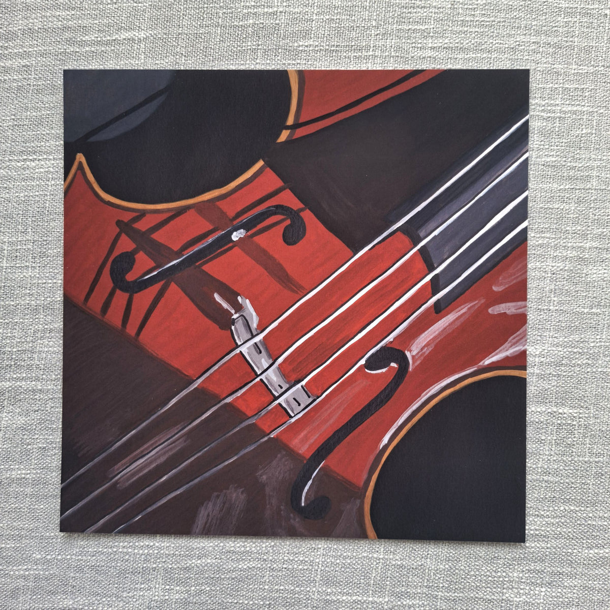 Violin art print 8 x 8 inch unframed