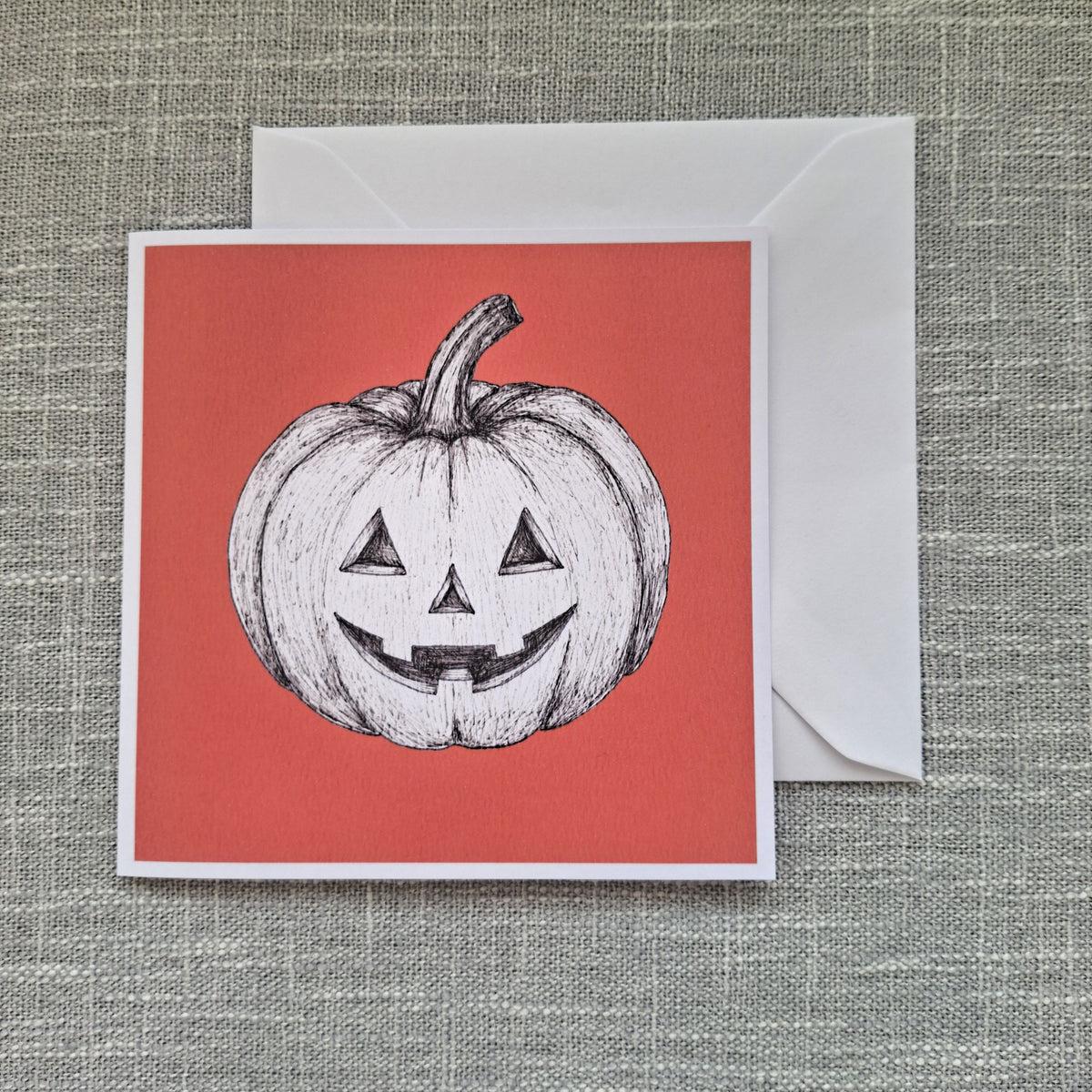 Halloween pumpkin blank greeting card 5 x 5 inch